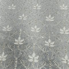 White dyeable georgette embroidery fabric