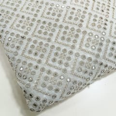 White dyeable georgette embroidery fabric