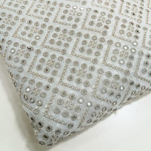 White dyeable georgette embroidery fabric