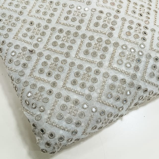 White dyeable georgette embroidery fabric