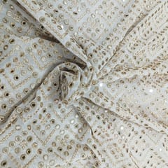 White dyeable georgette embroidery fabric