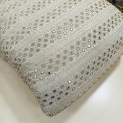 White dyeable georgette embroidery fabric