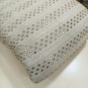 White dyeable georgette embroidery fabric