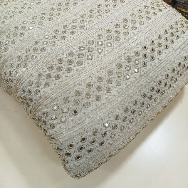 White dyeable georgette embroidery fabric
