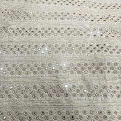 White dyeable georgette embroidery fabric