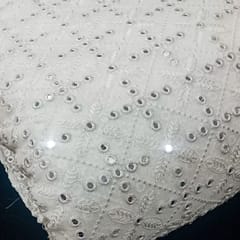White dyeable georgette embroidery fabric