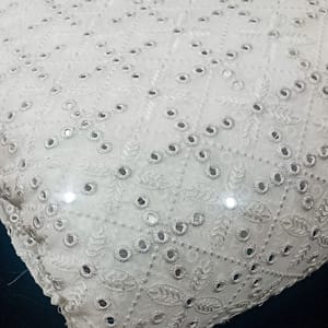 White dyeable georgette embroidery fabric