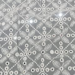 White dyeable georgette embroidery fabric
