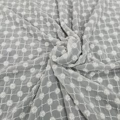 White dyeable georgette embroidery fabric