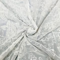 White dyeable georgette embroidery fabric