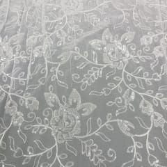 White dyeable georgette embroidery fabric
