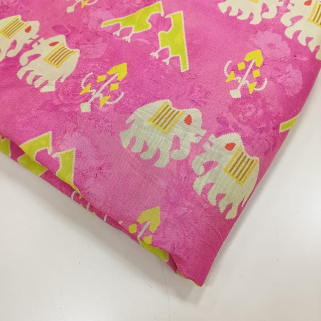 Chanderi silk printed fabric