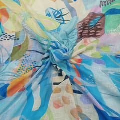 Poly Linen Printed fabric