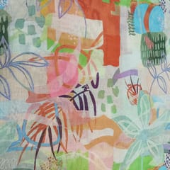 Poly Linen Printed fabric