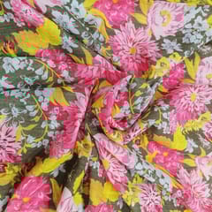 Poly Linen Printed fabric