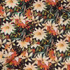 Black Colour Lawn Cotton Digital Printed Fabric