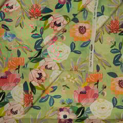 Green Colour Lawn Cotton Digital Printed Fabric