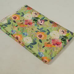 Green Colour Lawn Cotton Digital Printed Fabric
