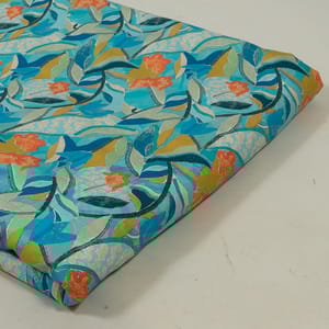 Blue Color Lawn Cotton Digital Printed Fabric
