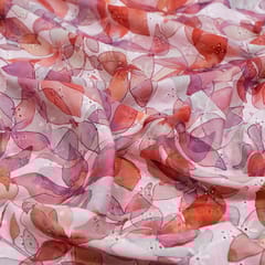 Multi Colour Cotton Chikan Floral Printed Fabric