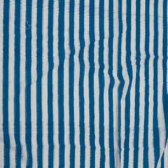 Blue & White leaves pattern ikat fabric