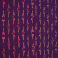 Grey with white leaves pattern cotton ikat fabric