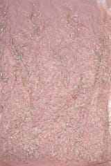 Pink Colour Imported Net Embroidered Fabric