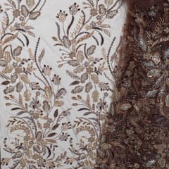 Brown Colour Imported Net Embroidered Fabric