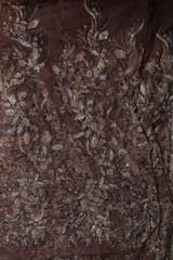 Brown Colour Imported Net Embroidered Fabric