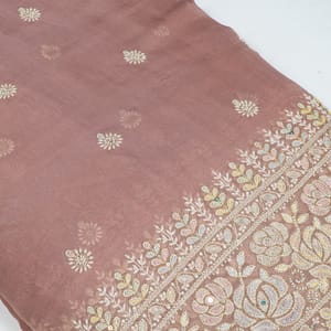 Pink Color Georgette Embroidered Fabric