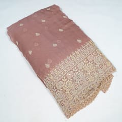 Pink Colour Georgette Embroidered Fabric