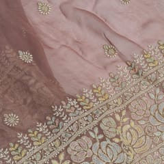 Pink Colour Georgette Embroidered Fabric