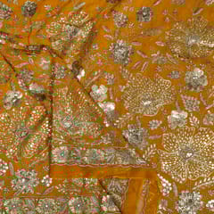 Mustard Colour Georgette Embroidered Fabric