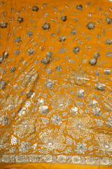 Mustard Colour Georgette Embroidered Fabric