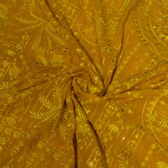 Mustard Colour Georgette Embroidered Fabric