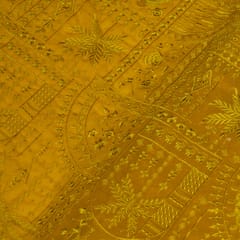 Mustard Colour Georgette Embroidered Fabric