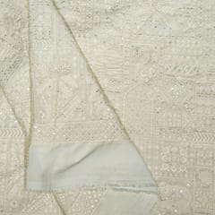 Off White Colour Georgette Embroidered Fabric