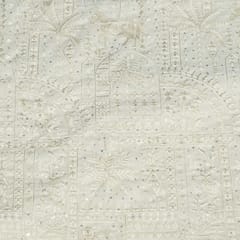 Off White Colour Georgette Embroidered Fabric