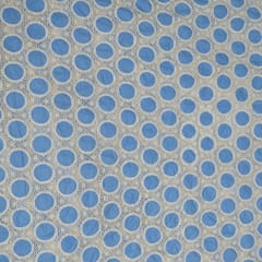 Blue Colour Cotton Cutwork Embroidered Fabric