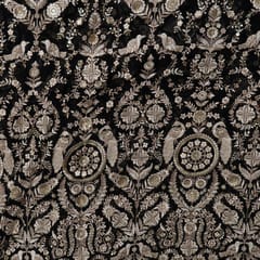 Black Colour Georgette Embroidered Fabric