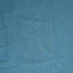 Blue Colour Denim Cutwork Embroidered Fabric