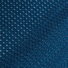 Dark Blue Color Denim Cutwork Embroidered Fabric