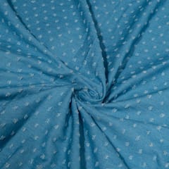 Blue Color Denim Cutwork Embroidered Fabric