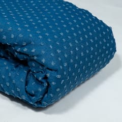 Dark Blue Colour Denim Cutwork Embroidered Fabric