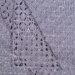 Lavender Colour Crepe Cutwork Fabric