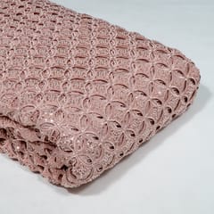 Pink Colour Crepe Cutwork Fabric