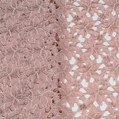 Pink Colour Crepe Cutwork Fabric