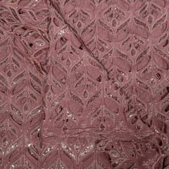 Onion Pink Colour Crepe Cutwork Fabric