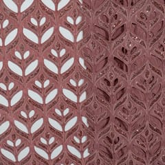 Onion Pink Colour Crepe Cutwork Fabric