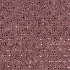 Onion Pink Colour Crepe Cutwork Fabric